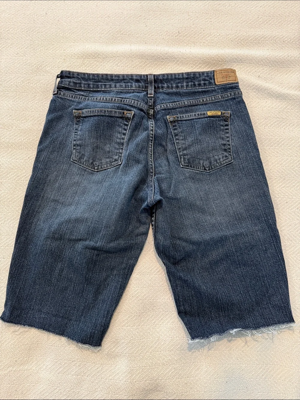 Levi's Dark Blue Mid Rise Cutoff Jean Shorts